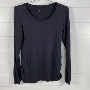 Garnet Hill Shirt Womens Medium‎ Long Sleeve Pima Cotton Modal Casual Ruched Top